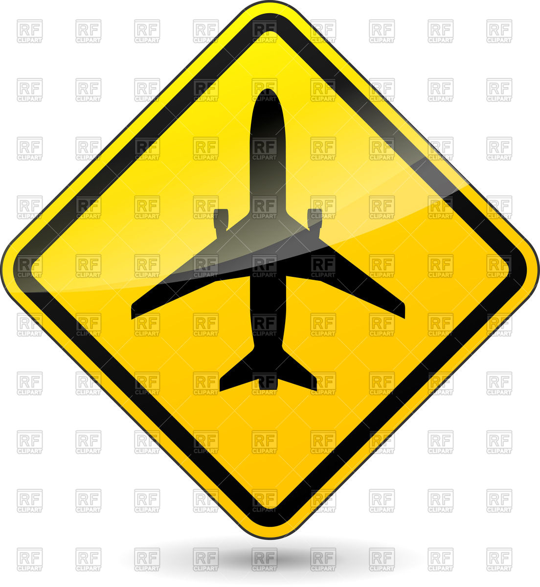 1104x1200 Airport Yellow Road Sign Royalty Free Vector Clip Art Image