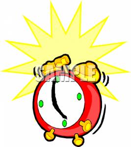 267x300 Art Image A Red Ringing Alarm Clock With A Yellow Starburst Pattern