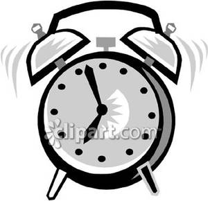 300x290 Black And White Alarm Clock Ringing Royalty Free Clipart Picture