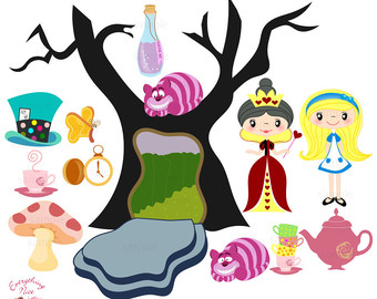 340x270 Alice In Wonderland Clip Art Etsy