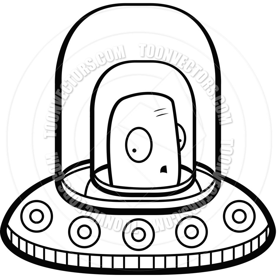 940x940 Alien Spaceship (Black And White Line Art) By Cory Thoman Toon