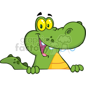 300x300 Royalty Free 102532 Cartoon Clipartligator Or Crocodile Over