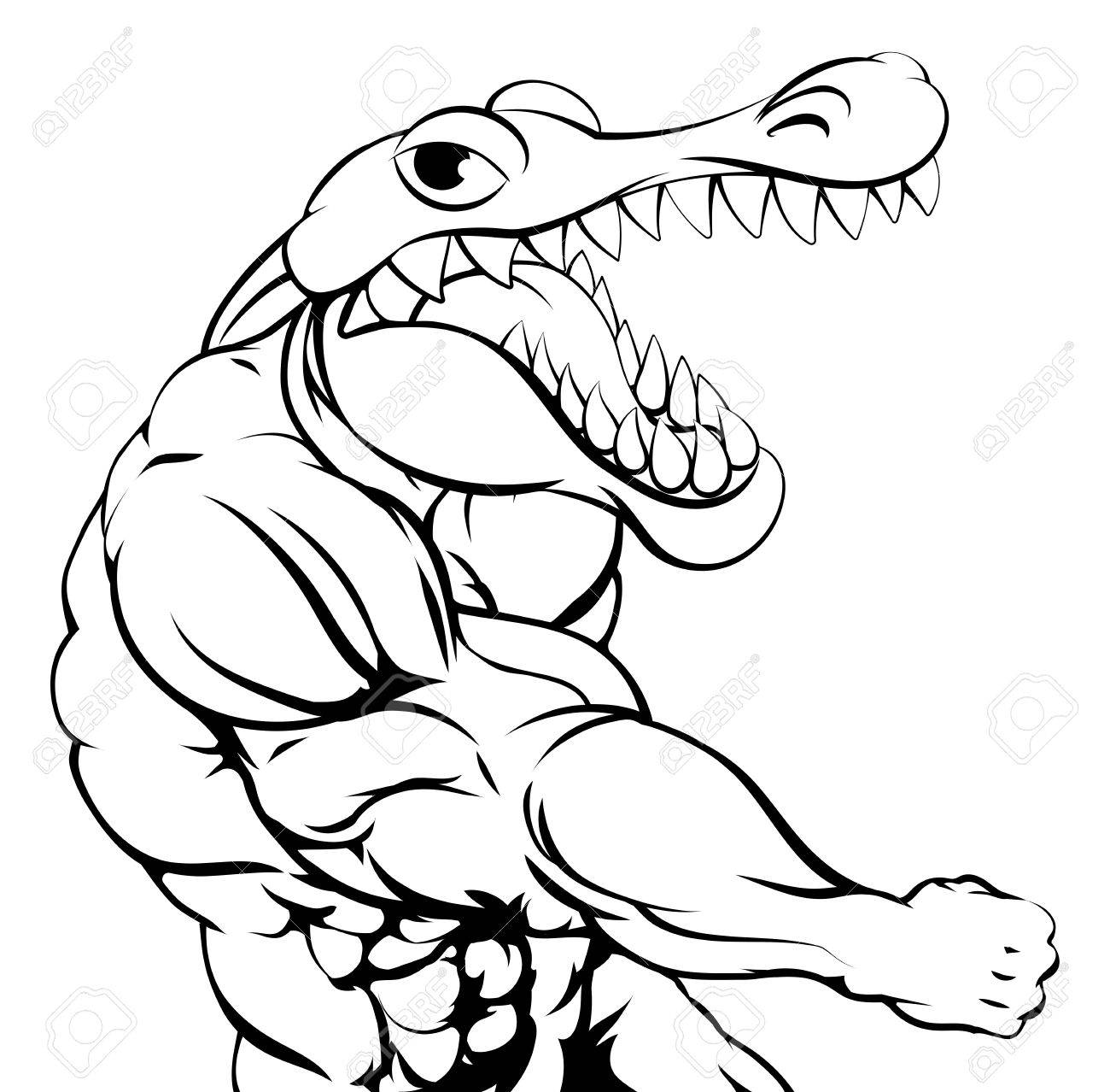 1300x1278 Alligator Or Crocodile Mascot Punching At The Viewer With Fist
