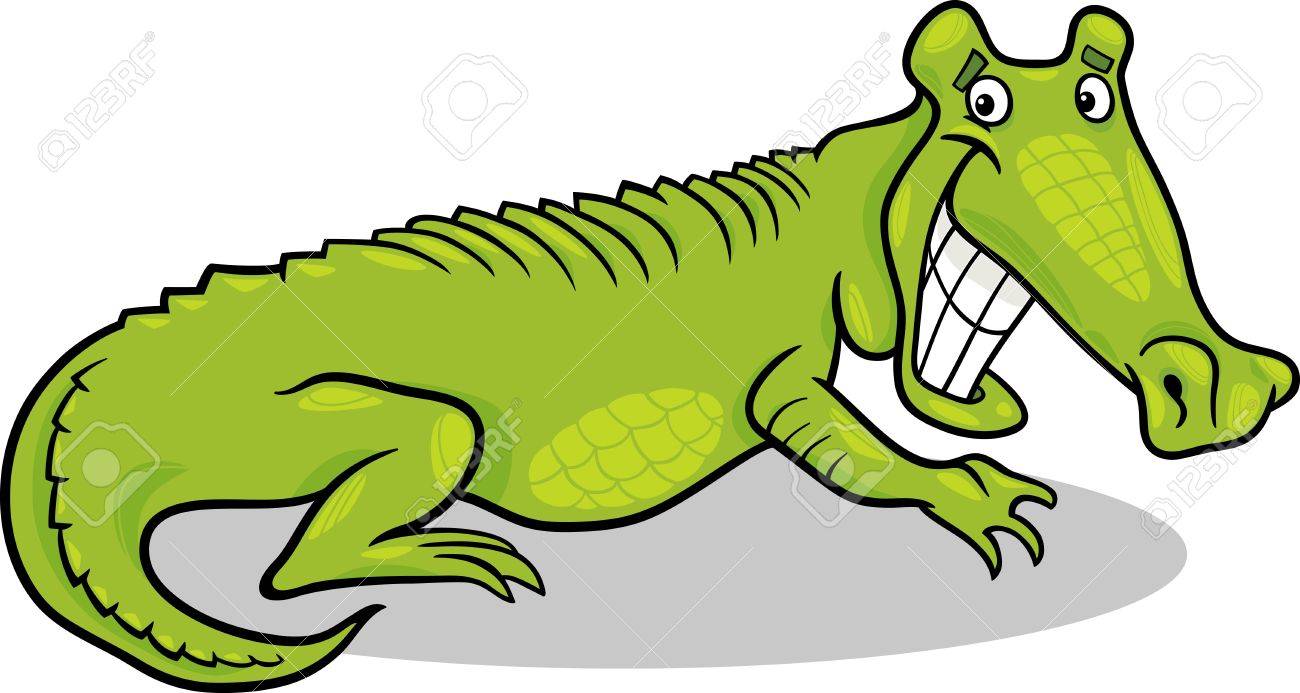 1300x693 Cartoon Illustration Of Funny Alligator Crocodile Wild Animal