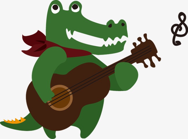650x481 Cartoon Alligator Playing Guitar Pattern, Cartoon, Crocodile