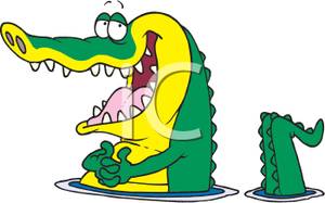 300x187 Art Image A Cute Cartoon Alligator Twiddling Its Thumbs
