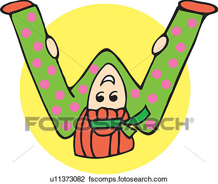 450x380 Clip Art Of Close Up View Of Girl Forming Alphabet W U11373082