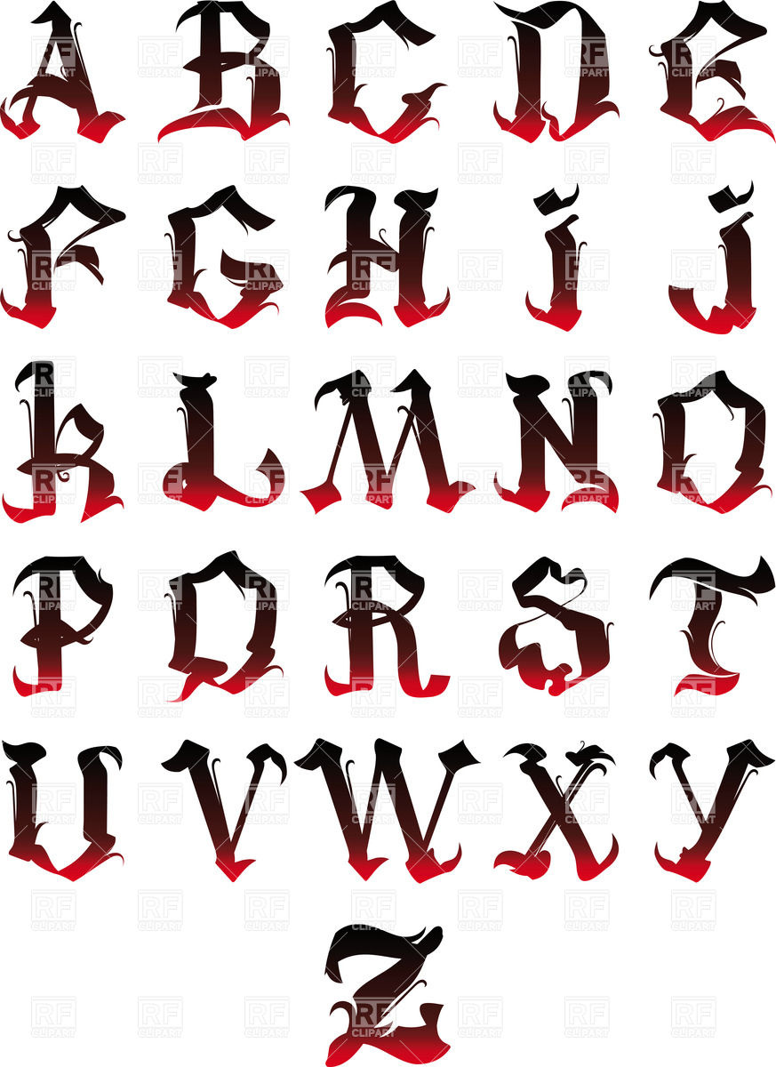 873x1200 Gothic Alphabet Royalty Free Vector Clip Art Image