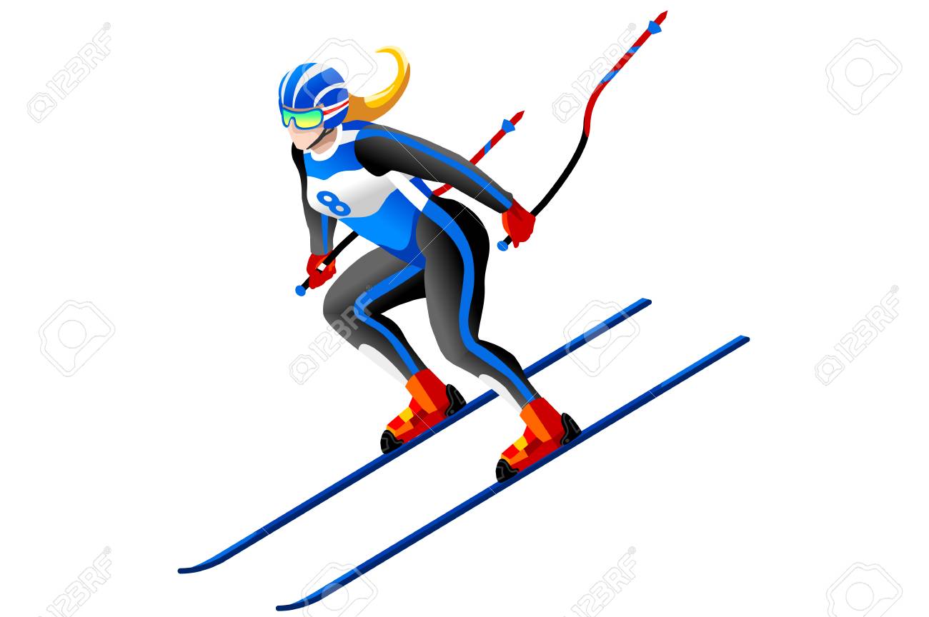 Лыжник коньковым ходом вектор