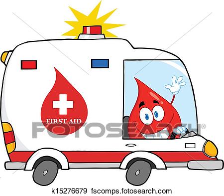 450x393 Clip Art Of Blood Drop Driving Ambulance Car K15276679