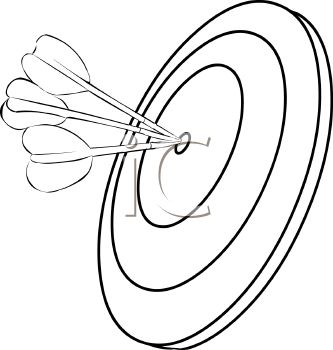 333x350 Picture Of A A Dartboard With Darts In Black And White In A Vector