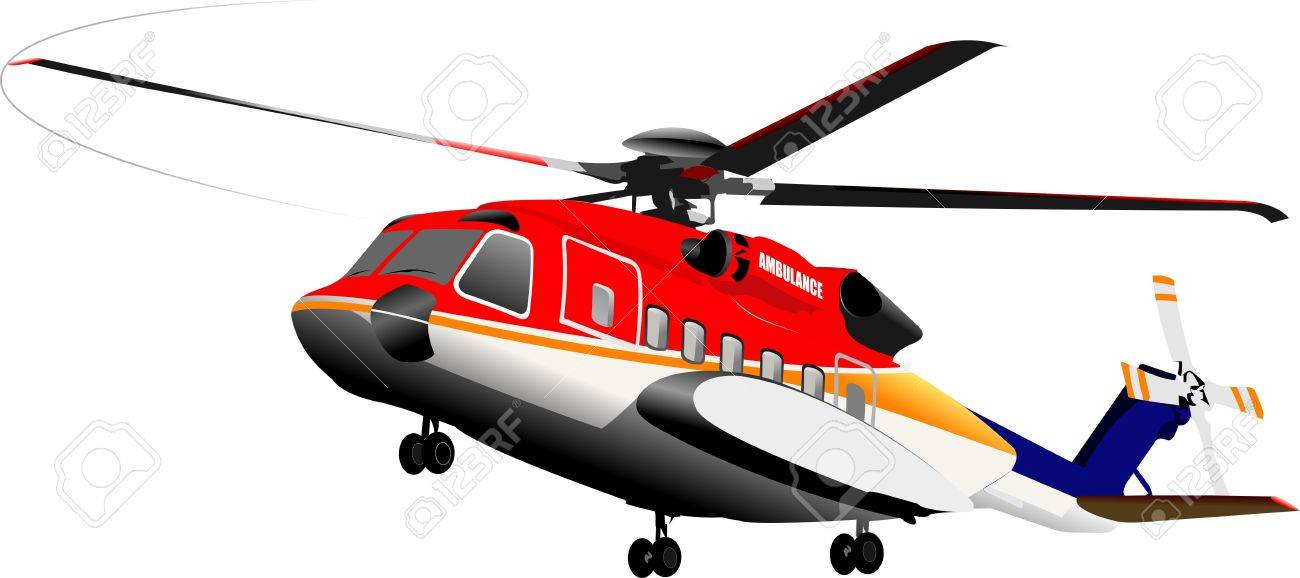 1300x578 Ambulance Or Army Helicopter Vector Illustration Royalty Free