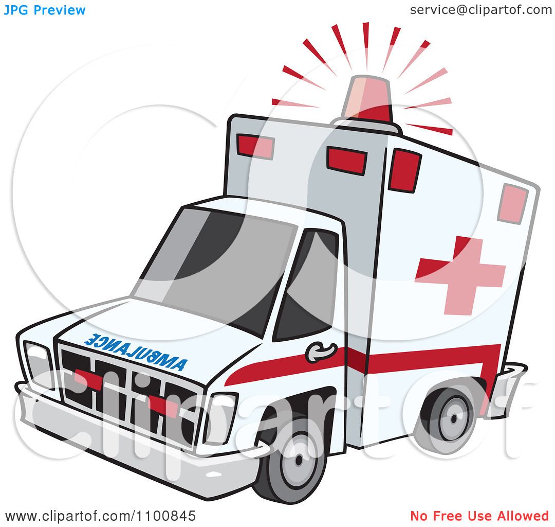 1080x1024 Clipart Emergency Ambulance With Lit Siren Light