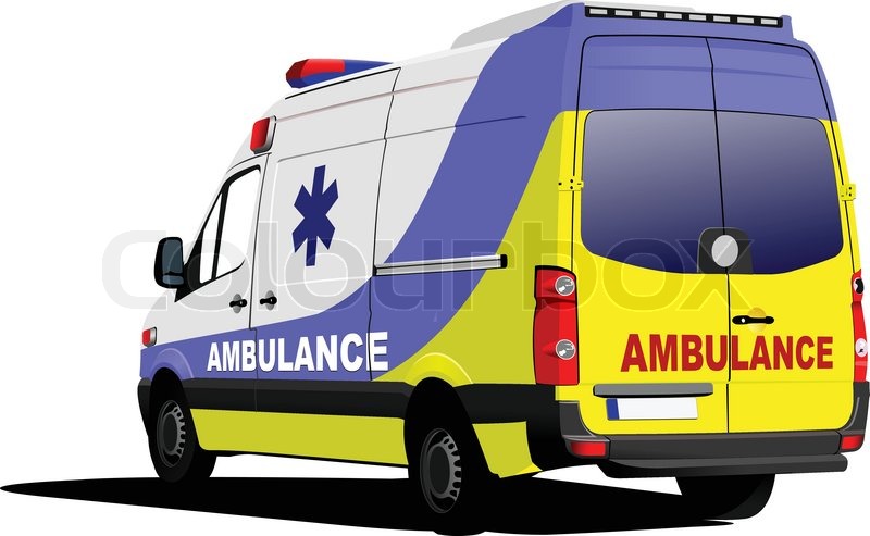 800x493 Modern Ambulance Van Over White Colored Vector Illustration