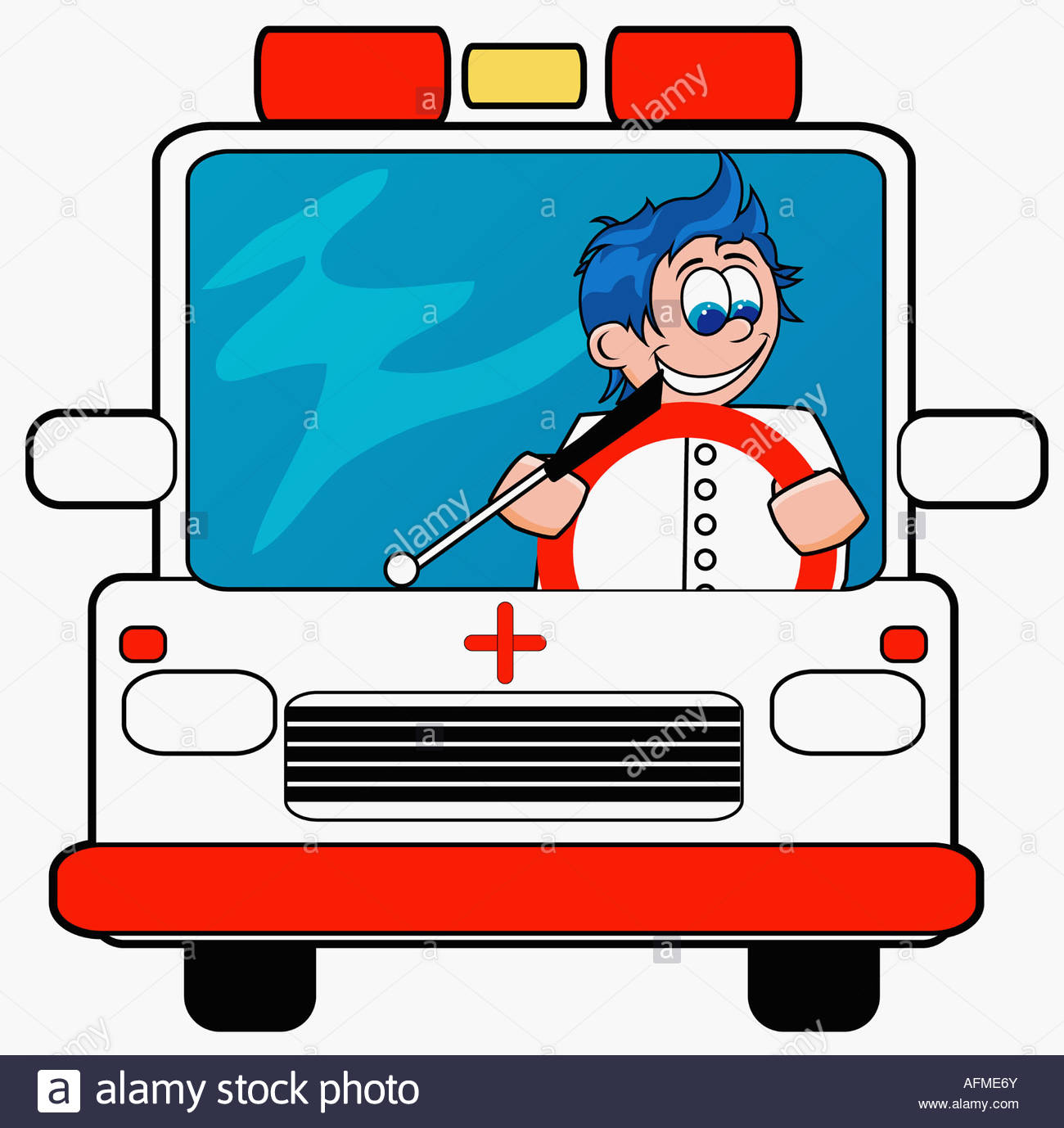 1300x1378 Ambulance Driver Driving An Ambulance Stock Photo, Royalty Free