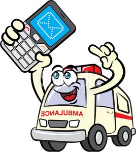 268x299 Ambulance Cartoon Mascot Character Using Sms Stock Vectors