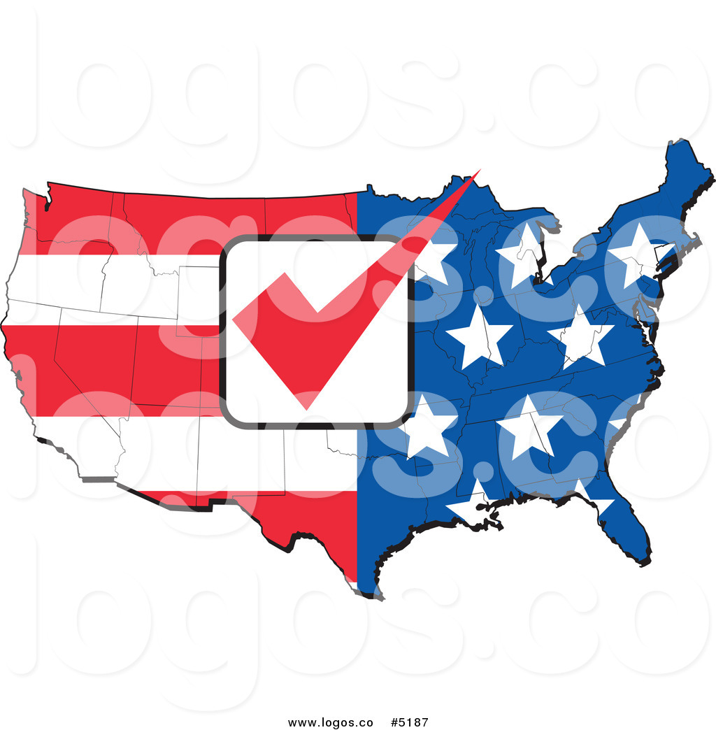 1024x1044 Royalty Free Vector Of An American Flag Map With A Red Voting