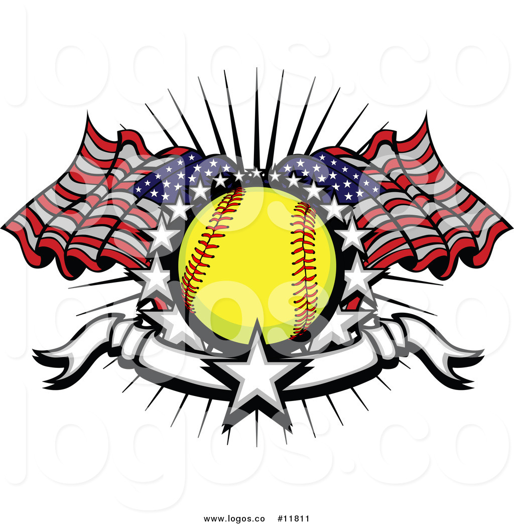 1024x1044 Royalty Free Vector Of Softballndmerican Flags Starsnd