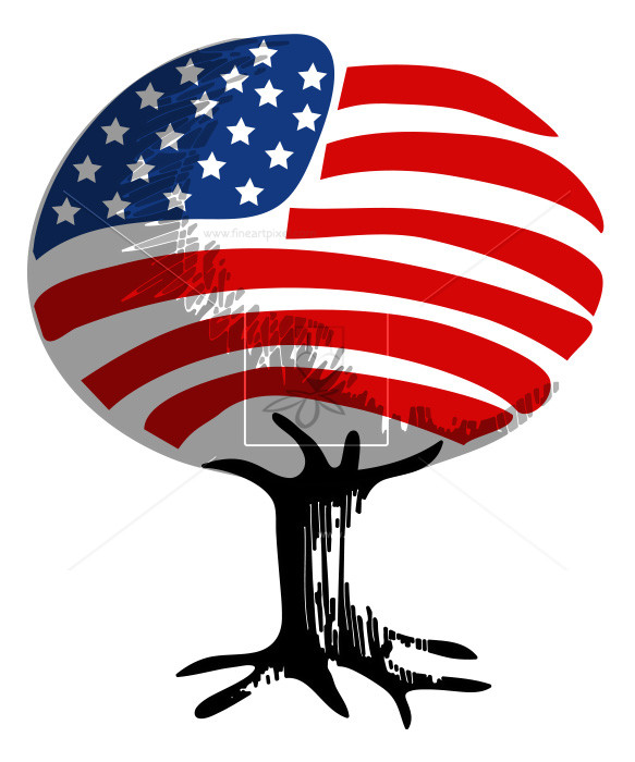 583x700 American Flag Clipart Tree