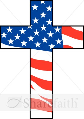 275x388 Cross With American Flag Independence Day Clipart