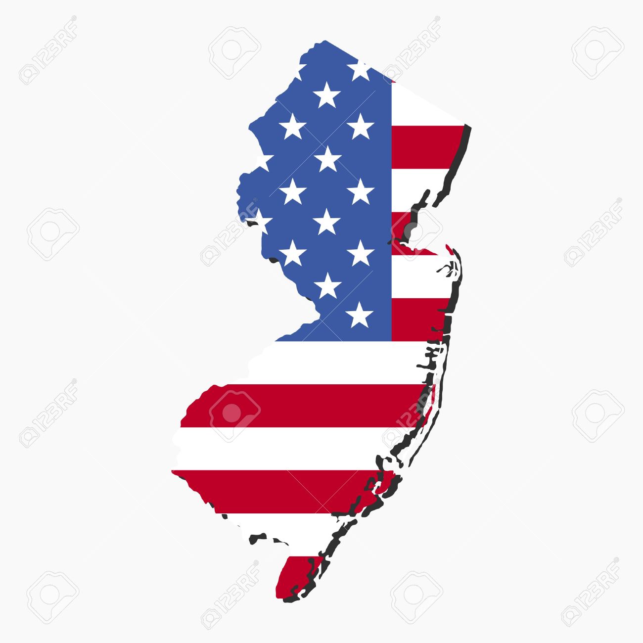 1300x1300 Map Of New Jersey With American Flag Illustration Stock Photo