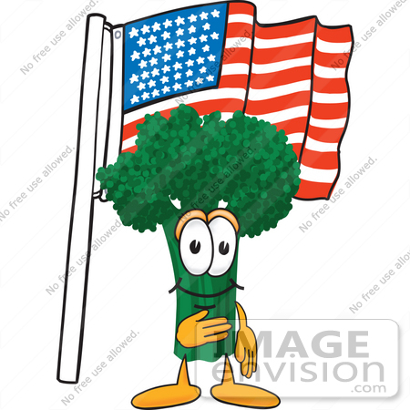 450x450 Clip Art Graphic Of A Broccoli Mascot Character Pledging
