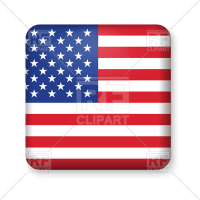 400x400 American Flag In Glossy Square Button Royalty Free Vector Clip Art