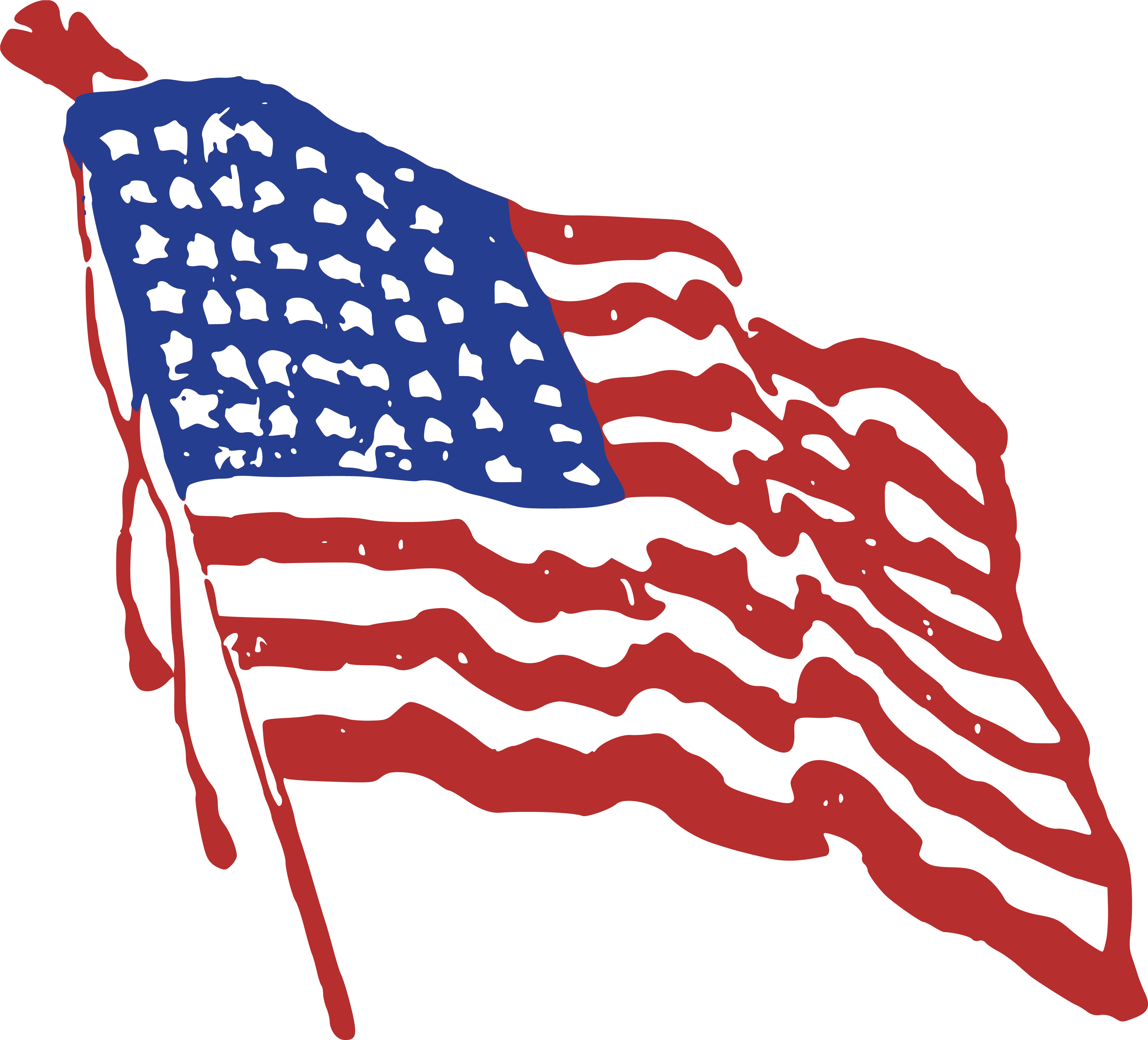 4000x3624 Clipart Of A Rippling American Flag