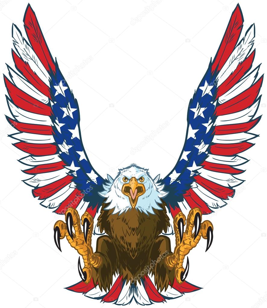 886x1024 Screaming Eagle With American Flag Wings Vector Clip Art Stock