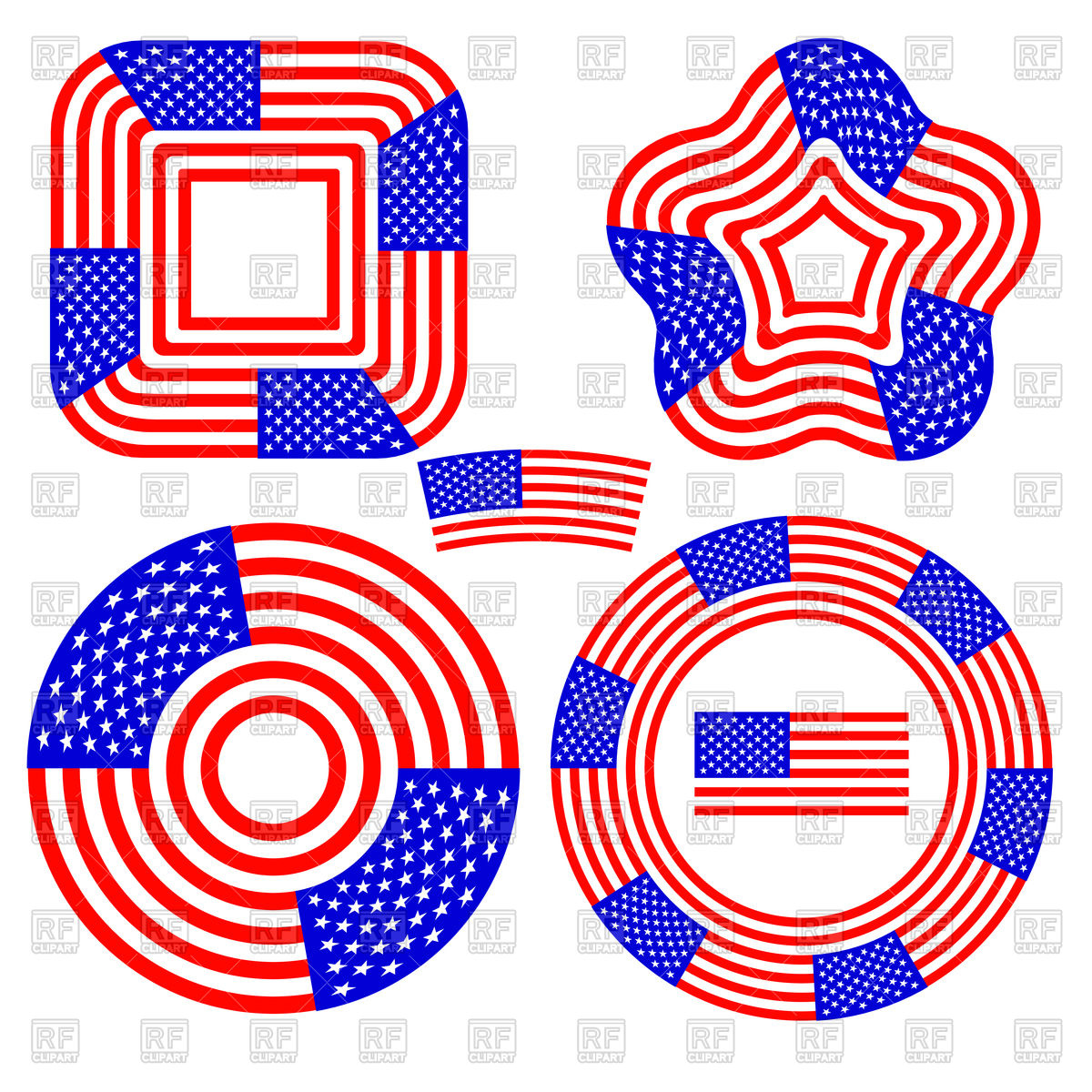 1200x1200 Set Of Different American Flag Design Elements Royalty Free Vector