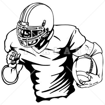 361x361 Sports Clipart Image Of Black White Football Player Graphic