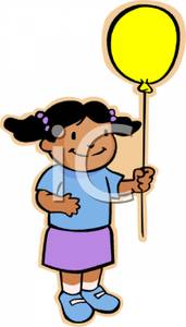 171x300 Art Image A Cute African American Girl Holding A Yellow Balloon