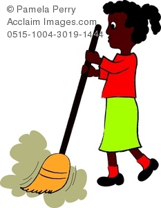 233x300 Art Image Of A Little African American Girl Sweeping