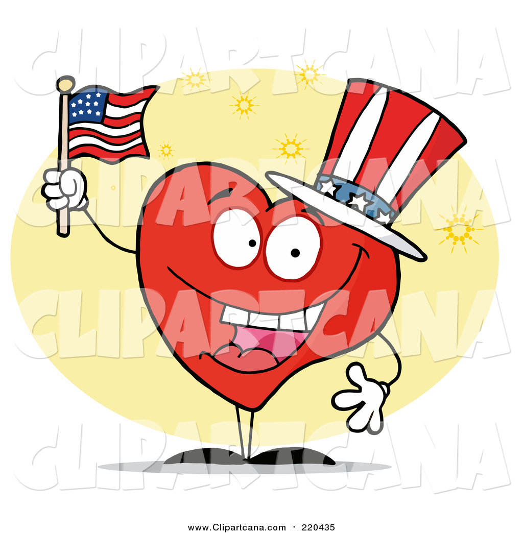1024x1044 Clip Art Of A Patriotic American Heart Character By Hit Toon