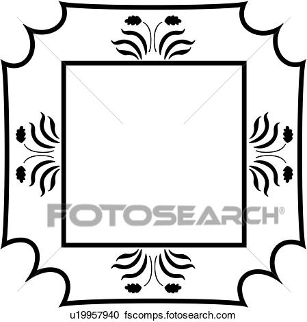 449x470 Clipart Of , Amish, Blank, Border, Fancy, Folk Art, Frame, Sign