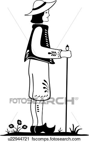 297x470 Clipart Of , Amish, Dutch, Folk Art, Holland, Man, Netherlands