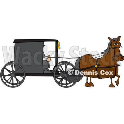 400x400 Free (Rf) Clipart Illustration Of A Brown Horse Pulling An Amish