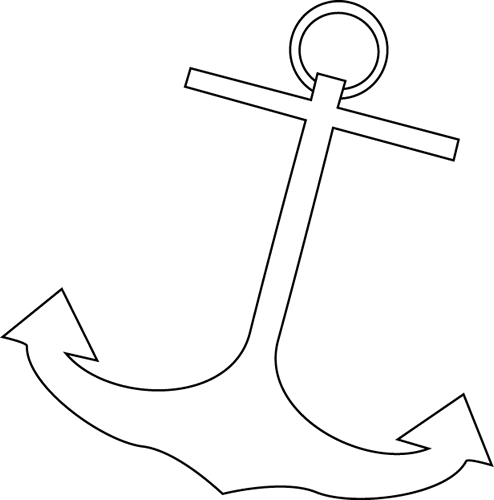 494x500 Black And White Anchor Clip Art