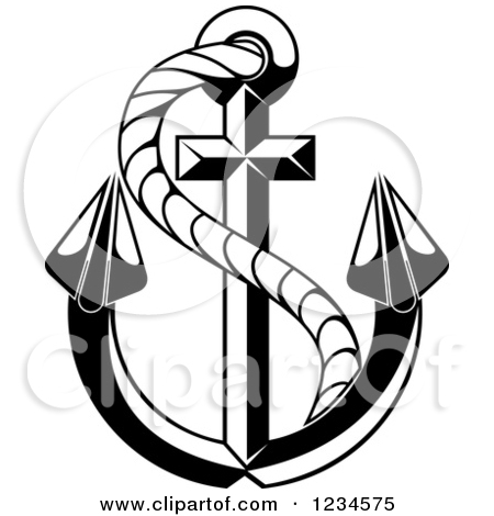 450x470 Nautical Anchor With Rope Clipart