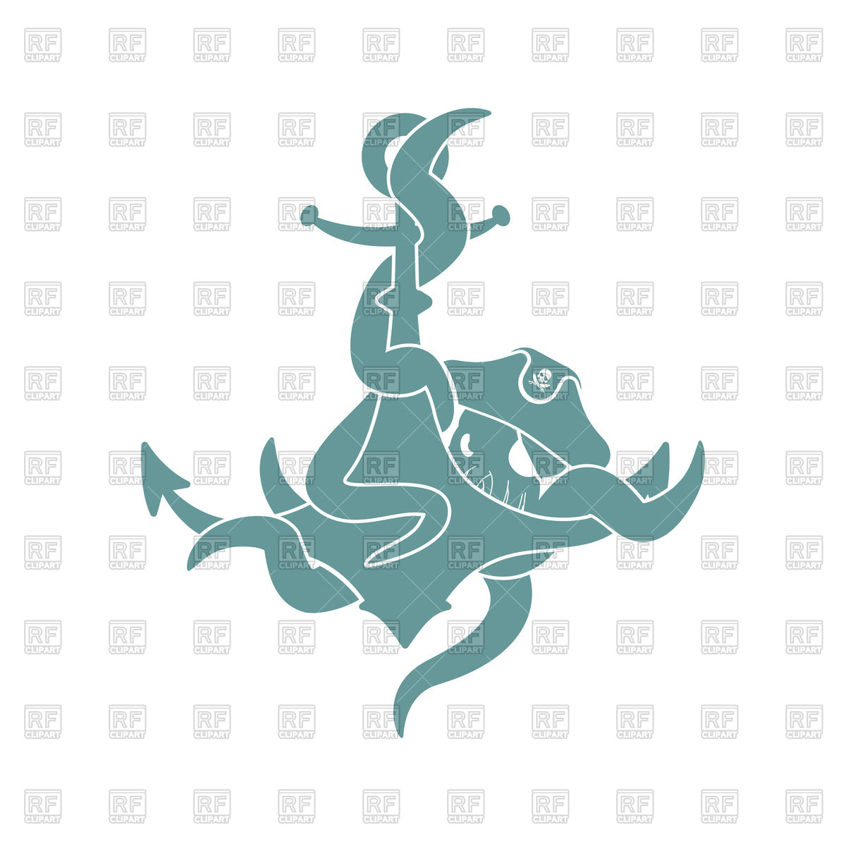 1200x1200 Pirate Octopus And Anchor Royalty Free Vector Clip Art Image