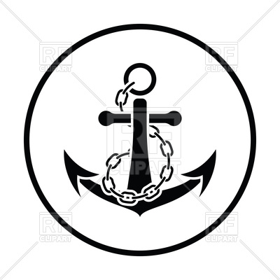 400x400 Thin Circle Design Of Sea Anchor With Chain Icon Royalty Free