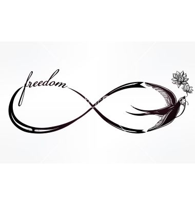 380x400 Infinity Symbol With Swallow Vector Tattoo