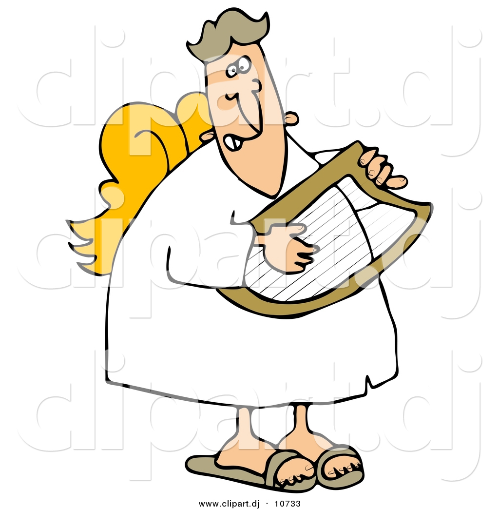 1024x1044 Vector Clipart Of A Cartoon Male Angel Playing A Lyre By Djart