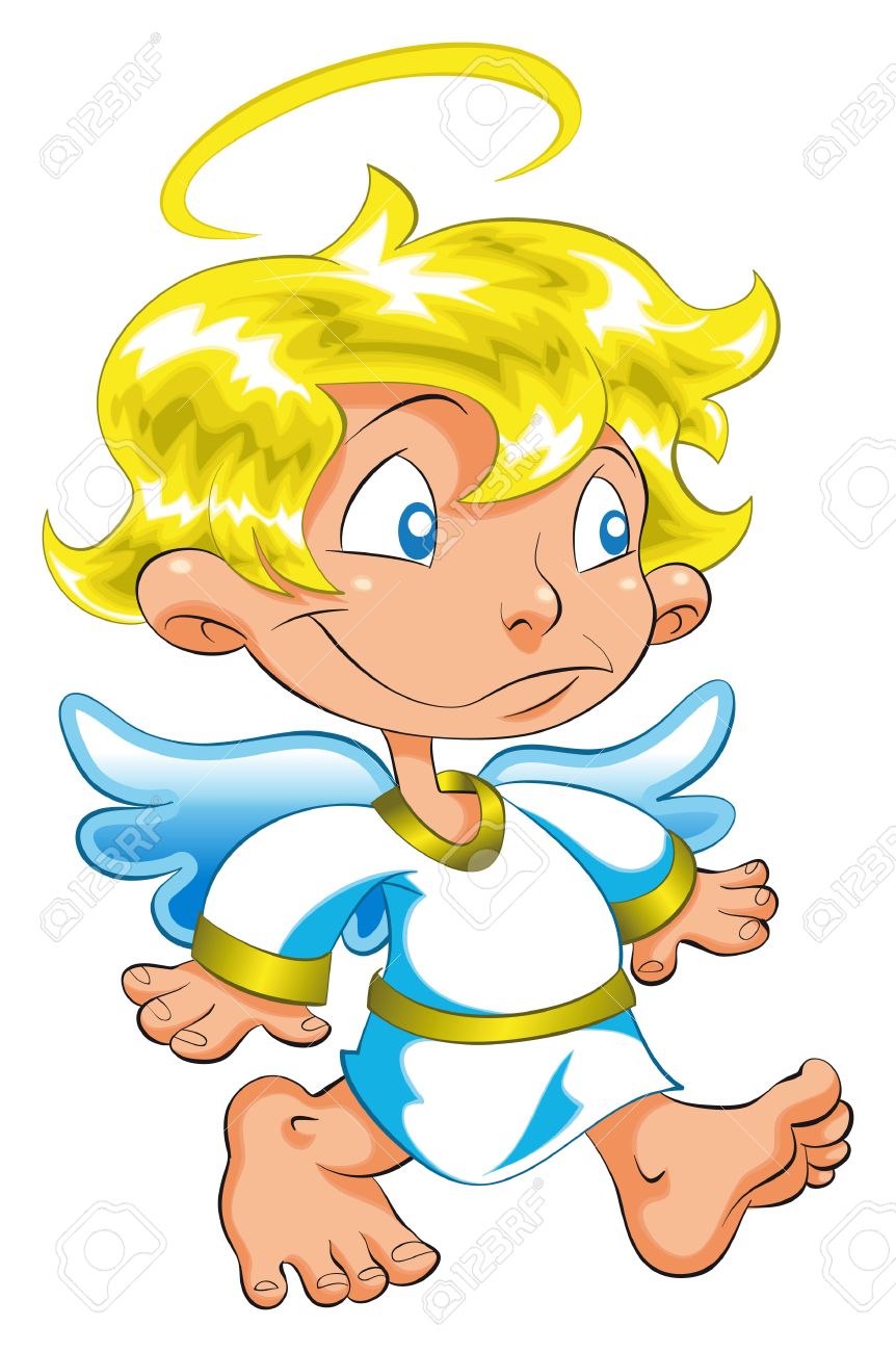 862x1300 Little Blond Angel. Cartoon And Vector Characters. Royalty Free