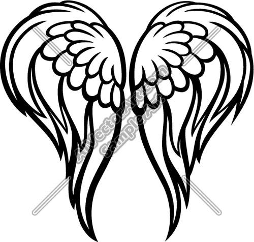 500x476 Boy Angel Wings Clipart Black And White