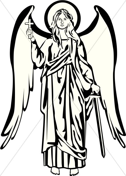 438x612 Angel Clipart Black And White