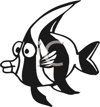 325x350 Black And White Cartoon Angel Fish