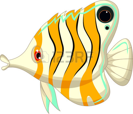 450x387 Cute Black And White Angel Fish Clip Art Isolated On White