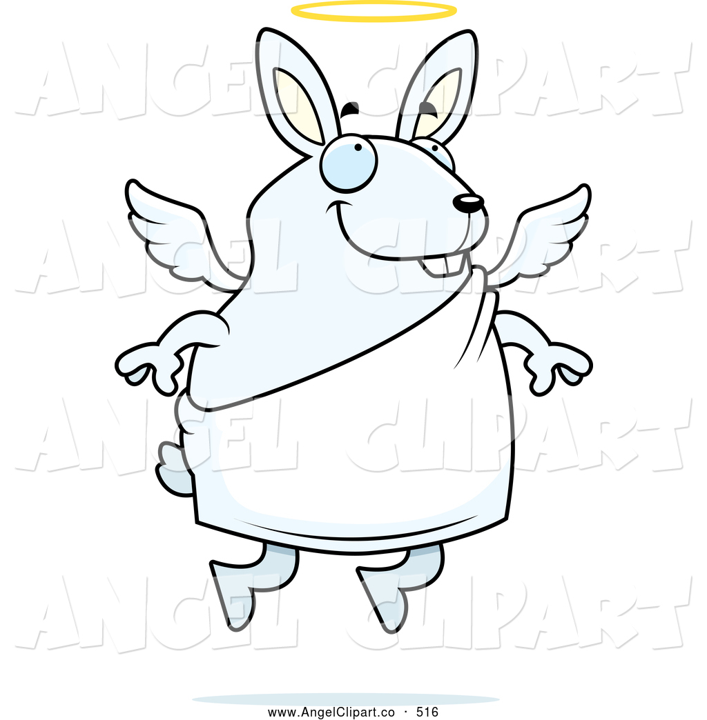 1024x1044 Clip Art Of A Coloring Page Of A Flying Angel Rabbit With A Halo