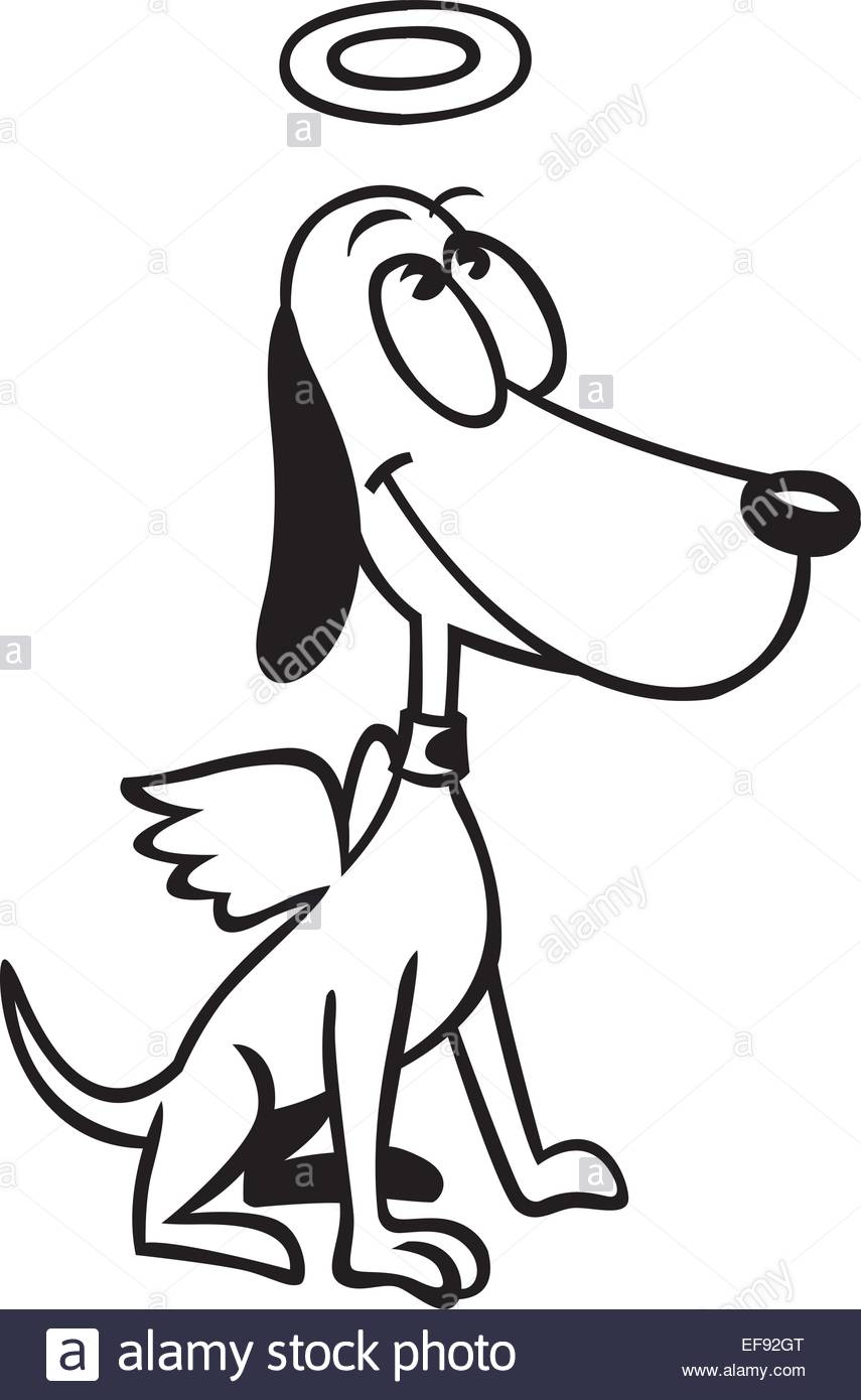 855x1390 Caricature Of A Dog With Angel Wings And A Halo Stock Vector Art